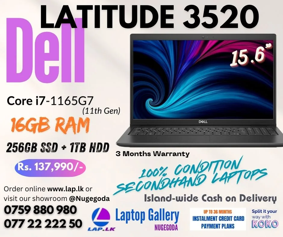 Dell Latitude 3520 (Core i7 - 11th Gen) (16GB) (256GB NVMe + 1TB