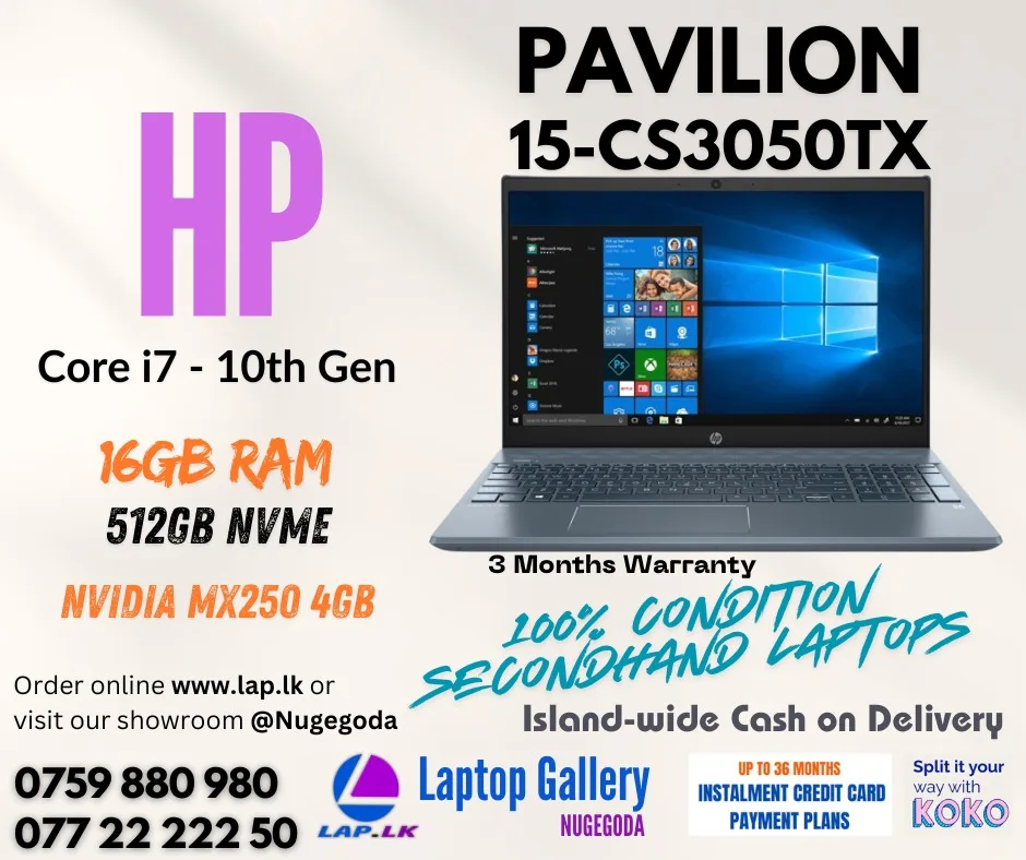 HP Pavilion - 15-cs3050tx (Core i7 – 10th Gen) (16GB RAM) (512GB